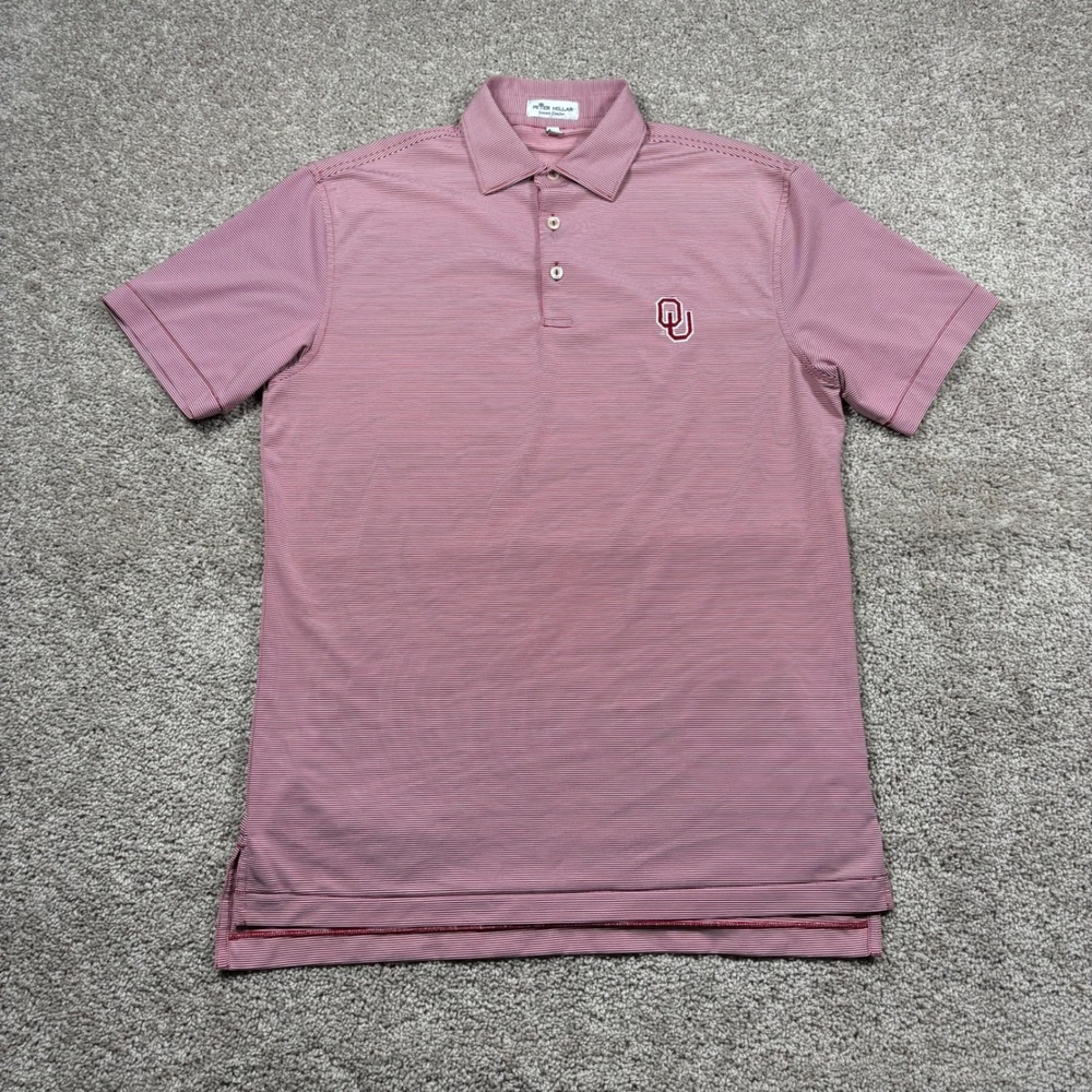 Peter Millar Summer Comfort Oklahoma Sooners OU Polo Shirt Mens Small Crimson